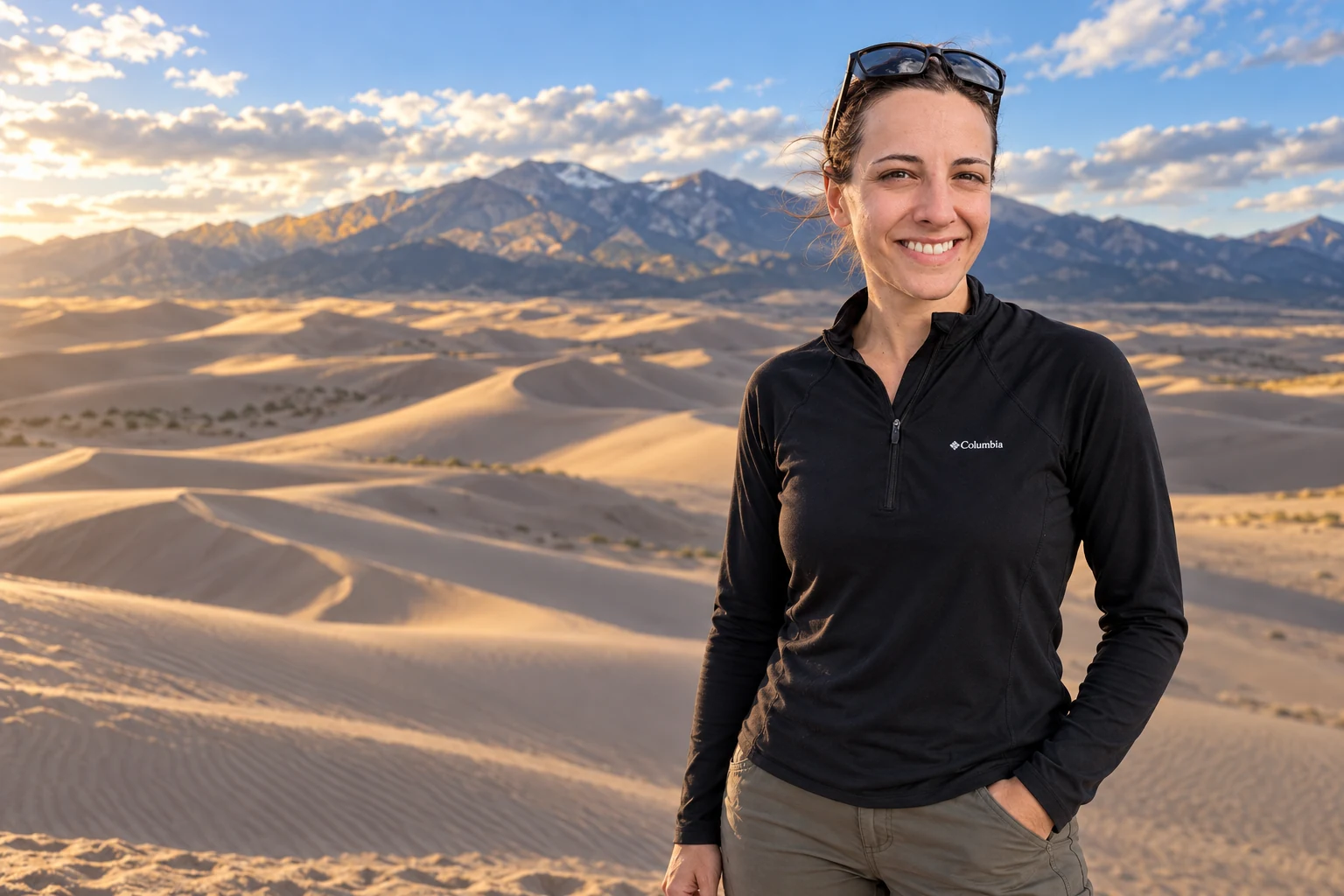 Abbey standing among sand dunes